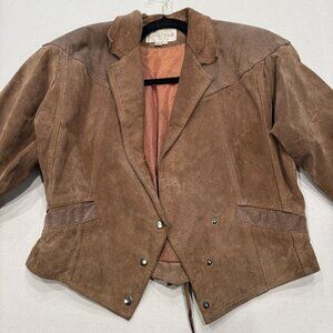 Vintage Greg‎ Adams 100% Leather Western Boho Jacket Brown Size Small